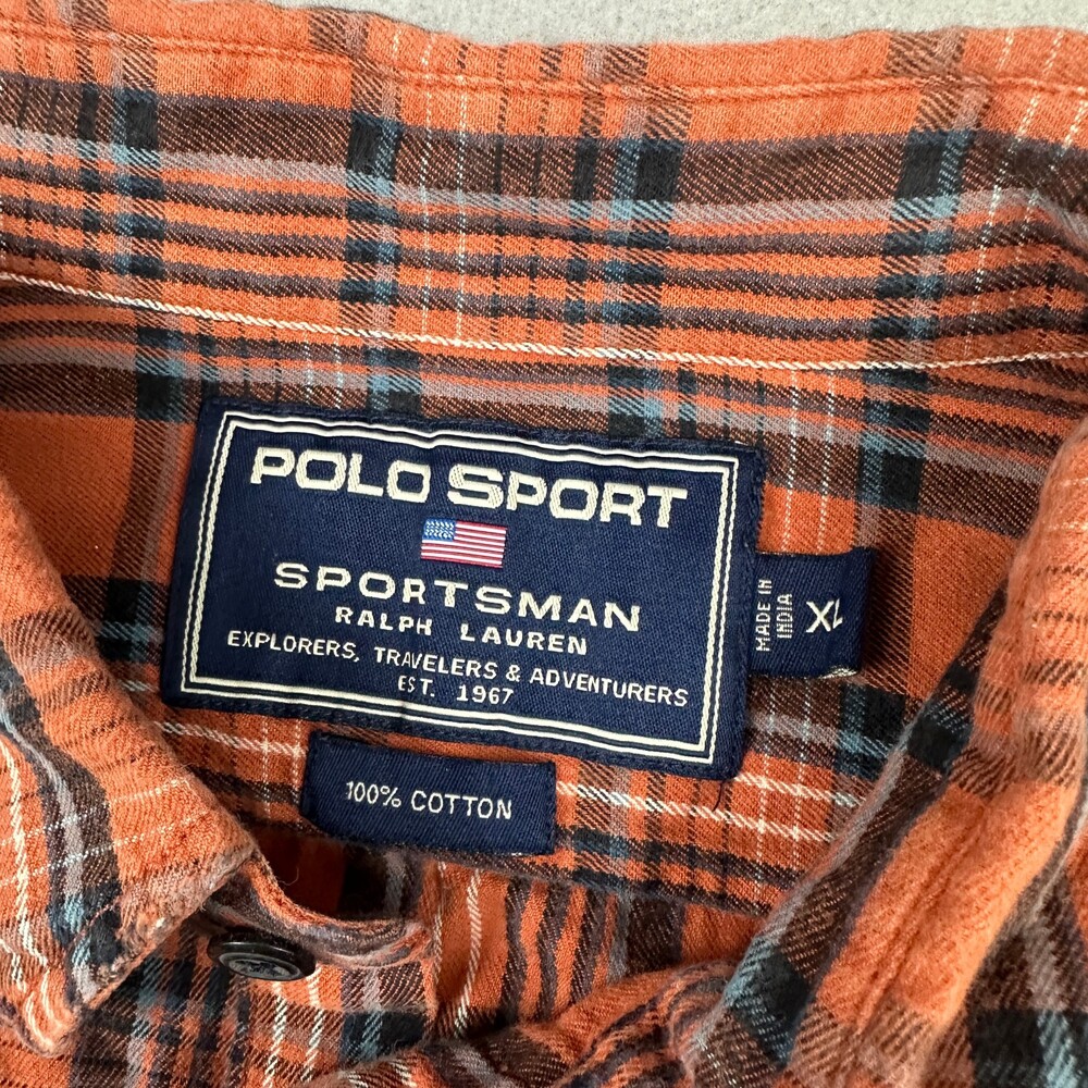 Vintage Polo Sport Sportsman Shirt Men XL Orange Plai… - Gem